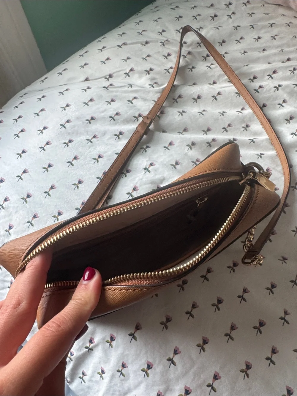 Michael Kors Brown Crossbody with Gold Star Studs